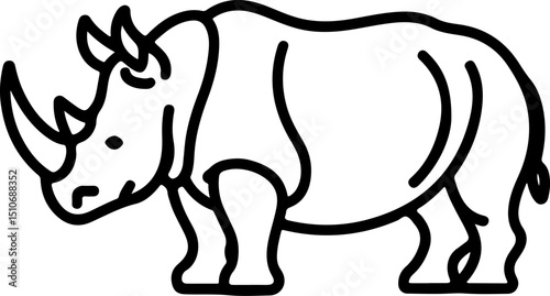 Rhino vector illustration featuring a wild animal silhouette on a white background