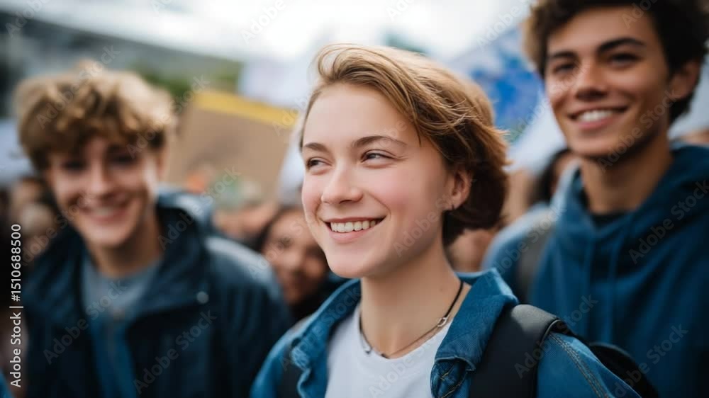 Dynamic footage of passionate youth rallying for climate action and justice.