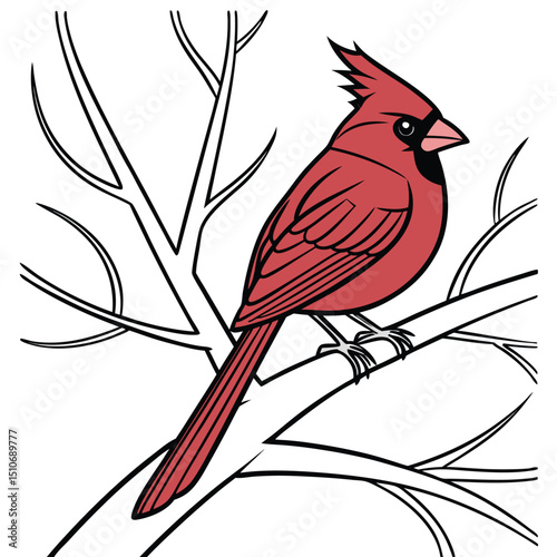 Cardinal bird coloring book page vector art