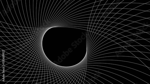 Geometric swirl line movement white color animation. White pattern wavy line on black background. 