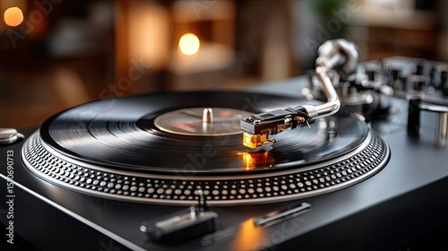 Vintage turntable with record