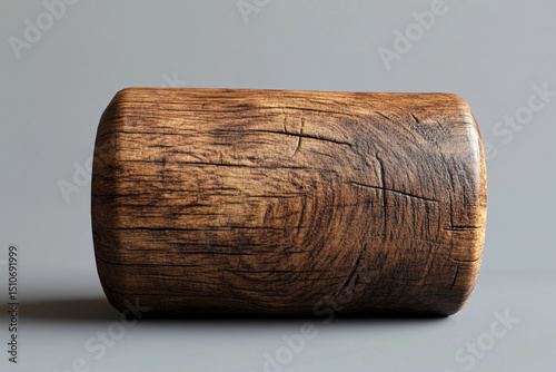 Wooden cylinder with rough grain imperfections