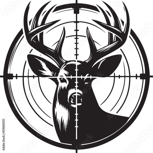 Whitetail Deer in Crosshairs close Target  Hunting Silhouette Vector sniper rifle target new 2025 trendy unique