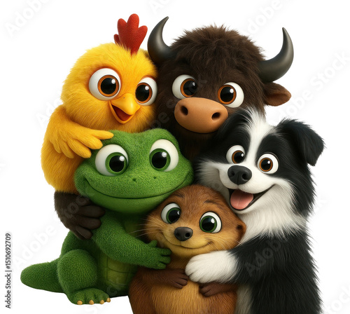 PNG Adorable cartoon animal friends