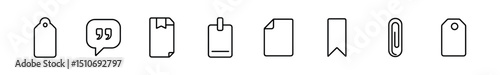 Office tools linear icon set - file, document, and stationery essentials