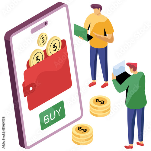 Trendy design illustration of mobile buy