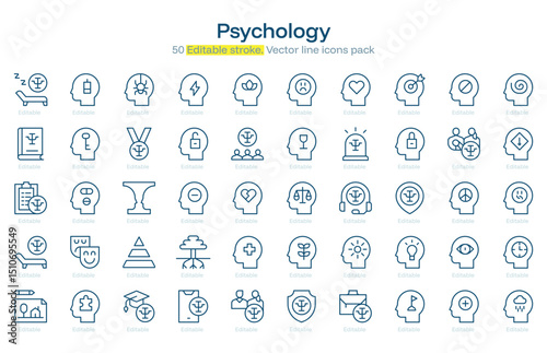Psychology line icon pack. Psychology Stroke icon set. Editable Stroke icon