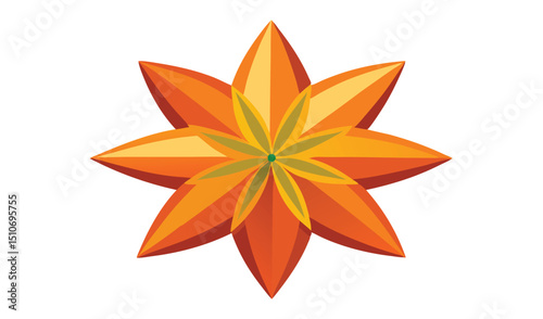 Abstract orange star flower geometric design