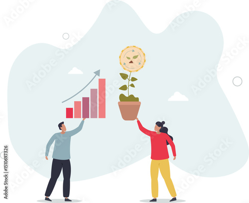 Sustainable investment and nature friendly economy.Successful business growth from environmental stock rise. character life .