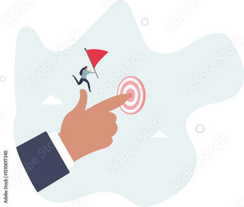 Goal oriented, setting goal and focus on target and aim to achieve success, work toward mission target, motivation and anticipation to win concept. character life .