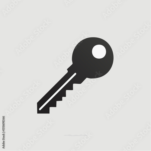 Black Key Icon on Grey Background
