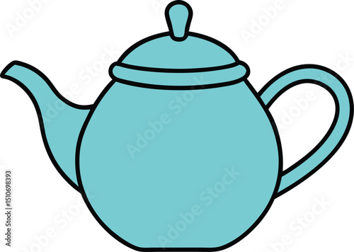 Charming Teal Teapot Illustration A Delightful Design for Cozy Moments