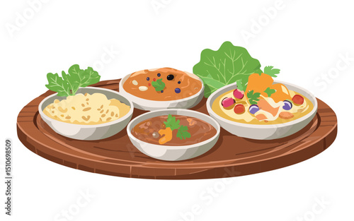 Variety of Dishes - Vector Illustration