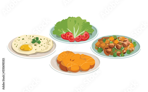 Complete Meal Menu - Vector Illustration