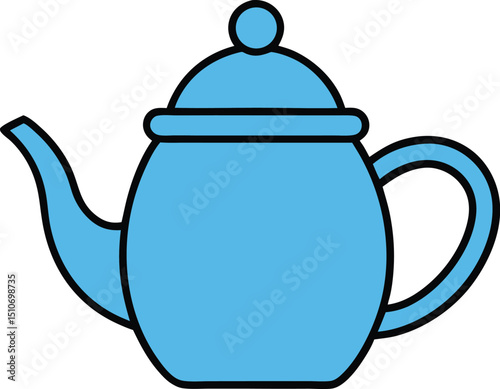 Charming Light Blue Teapot Illustration Perfect for Tea Time Designs