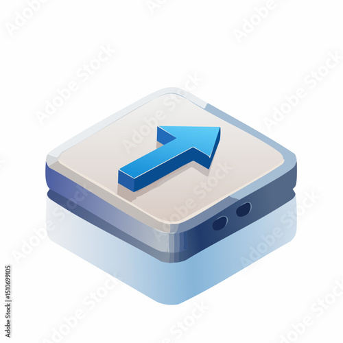 Isometric Blue Upload Arrow Button Icon
