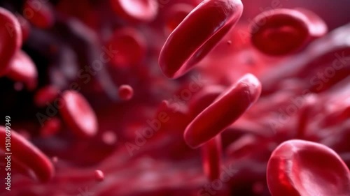 Flow of Red Blood Cells Under Microscope