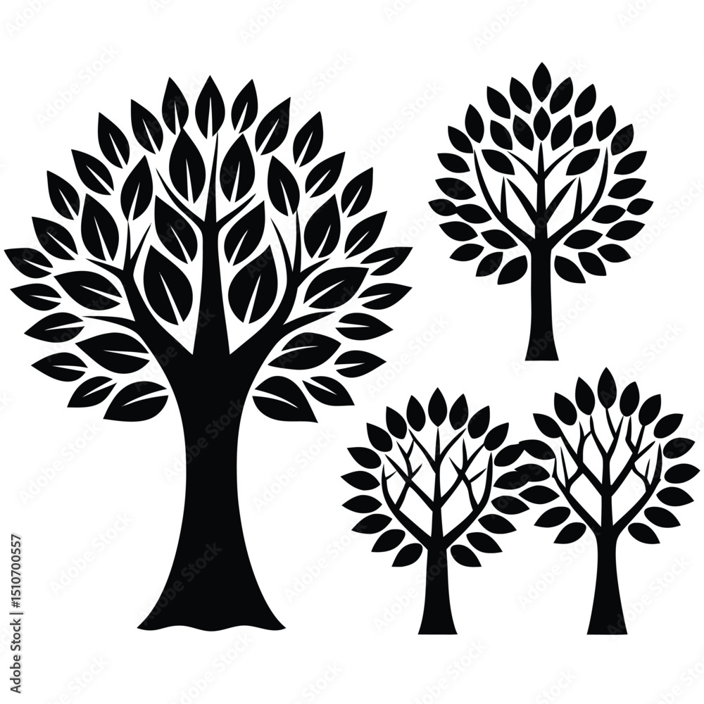 Obraz premium Stylized Black and White Tree Silhouettes.