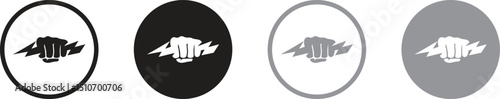 Electricity Company Logo with Fist and Lightning Bolt vector illustration logo design