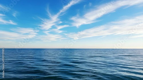 Wallpaper Mural Blue Sky and Ocean Seascape With Wispy Clouds Above a Calm Horizon Torontodigital.ca