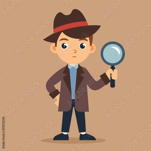 Youth Day detective with magnifying glass and mystery clues vector illustration
