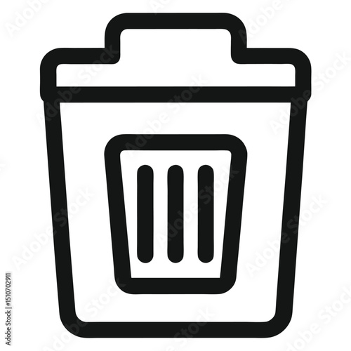 Simple line art trash can icon waste recycling delete