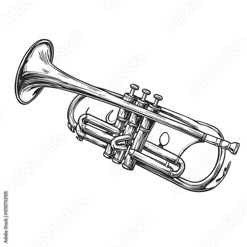 brass trumpet isolated on white