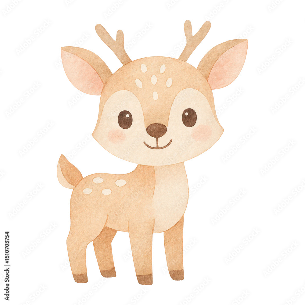 Fototapeta premium PNG Cute watercolor baby deer illustration.