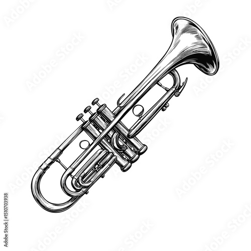 trumpet isolated on black