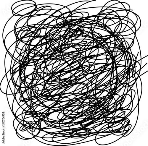 Abstract scribble, Hand drawn scrawl sketch, chaos doodle pattern isolated on white background. Vector illustration