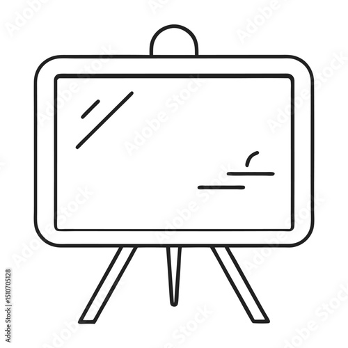 Simple line drawing of a small blank whiteboard on an easel