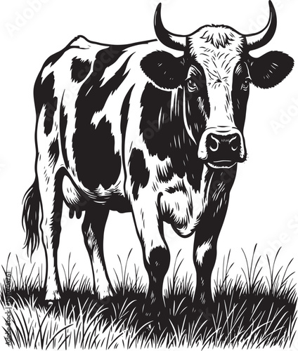 The cow is a valuable livestock animal, producing milk and meat, with strong legs and a docile nature.

