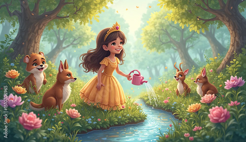 little girl and dog