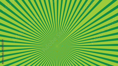 Green comics background. Abstract lines backdrop. Bright sunrays. Design frames for title book. Texture explosive polka. Beam action. Pattern motion flash. Rectangle fast boom.