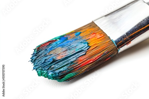 2 Close-up of a paintbrush dipped in rich, colorful paint with visible texture and detail, emphasizing craftsmanship and artistic passion