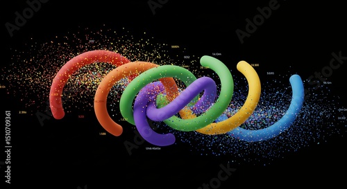 Colorful 3d Worms on Black Background