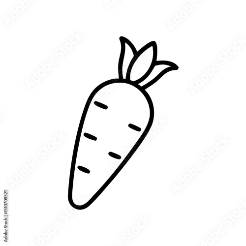 Line drawing of a carrot vegetable on a white background  