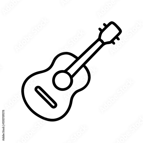 Acoustic guitar illustration in minimal line art style  