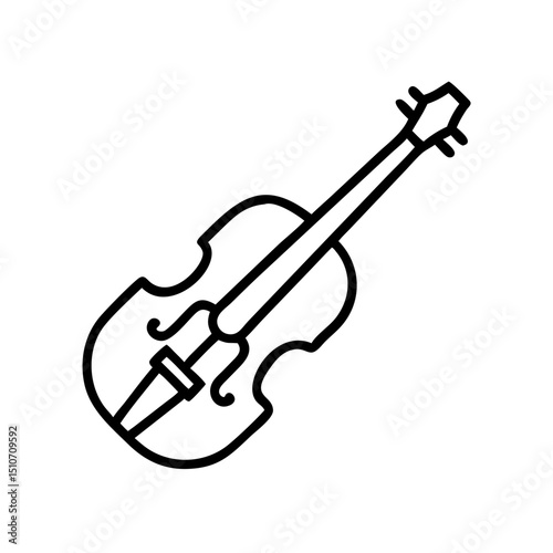 Line drawing of a violin icon in minimalist style on white background  
