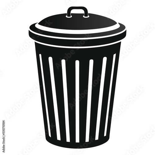 silhouette trash can on white background