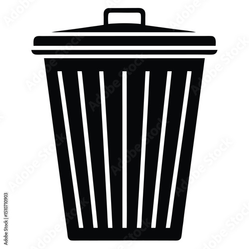 silhouette trash can on white background