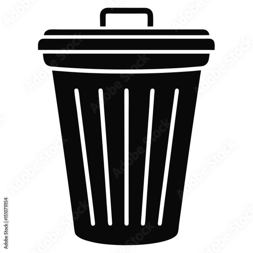 silhouette trash can on white background