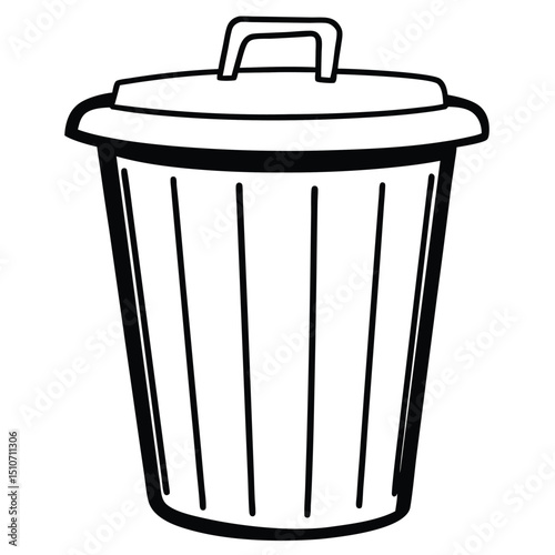 silhouette trash can on white background