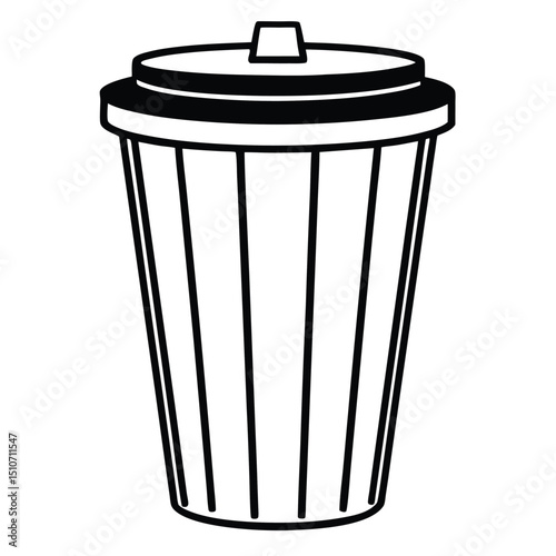 silhouette trash can on white background