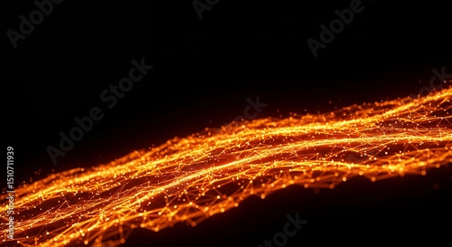 Abstract Glowing Network on Black Background