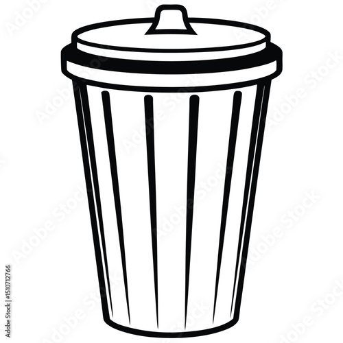 silhouette trash can on white background