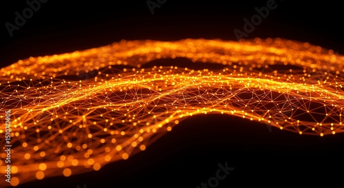 Abstract Network of Orange Dots and Lines