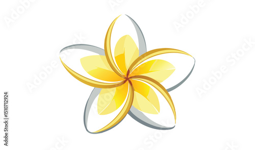 Abstract yellow and white plumeria flower illustration