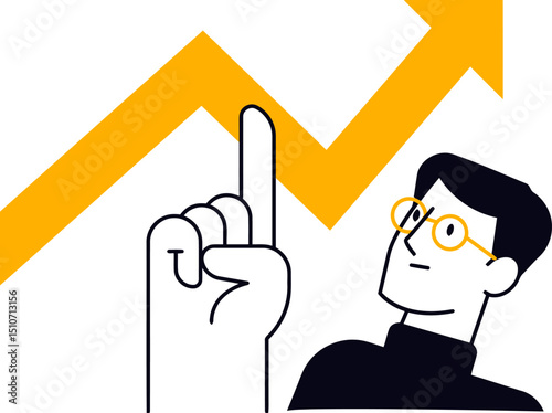 Stock market analysis business growth chart graph up trend investment financial success strategy concept vector art illustration