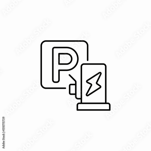 electro car parking icon sign vector